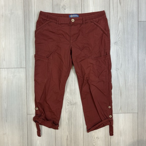 Democracy Size 12 Flex-ellent Brick Red Cargo Capri Pants Lightweight Roll Up - Picture 1 of 10